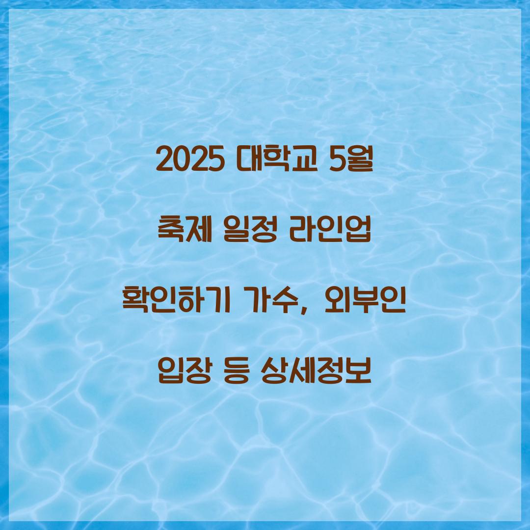 2025 대학교 5월 축제 일정 라인업