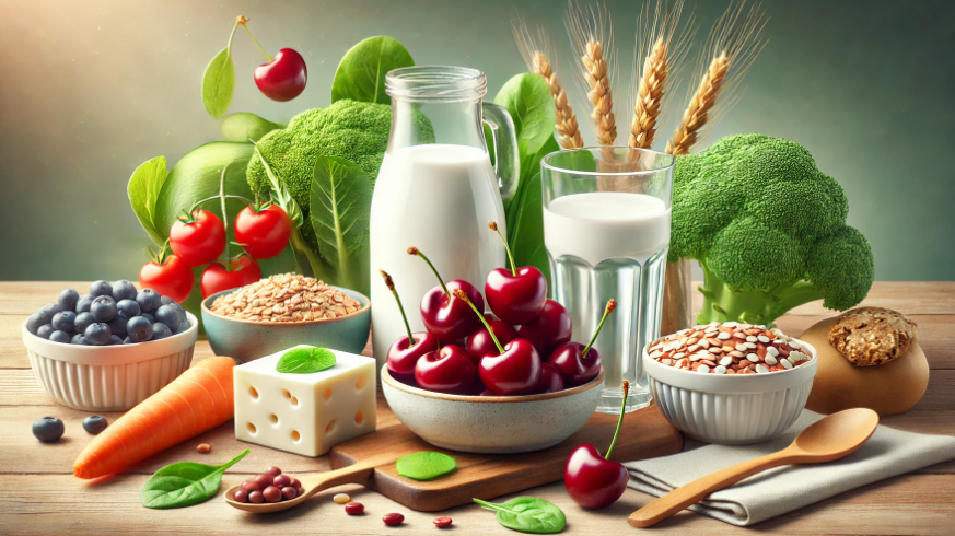 통풍에 좋은 음식을 보여주는 그림