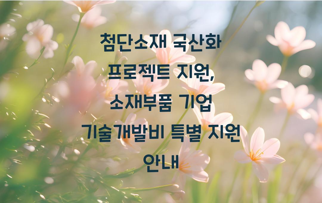 첨단소재 국산화 프로젝트 지원, 소재부품 기업 기술개발비 특별 지원