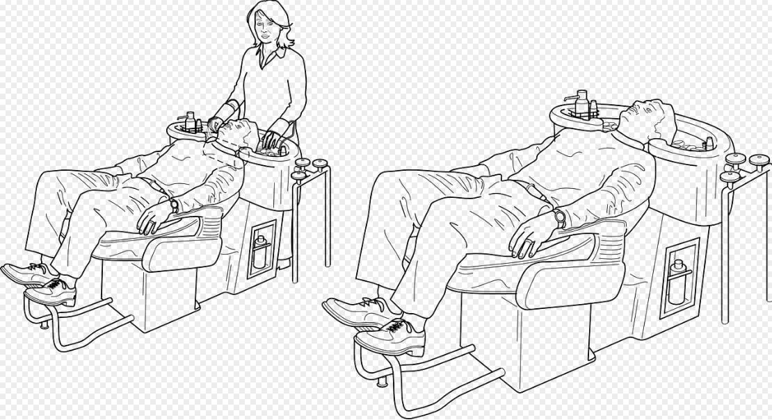 미용실에서 머리를 감고 있는 남성