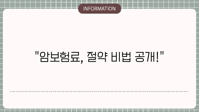 암보험료 - 보험료 절약 방법 냏 비교