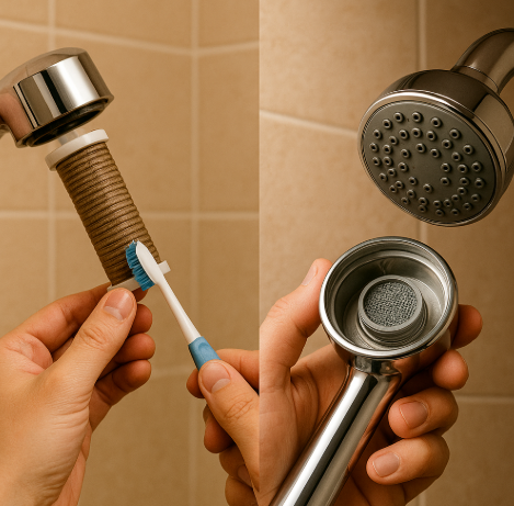 샤워기 필터 내부 
분해 및 청소 하는모습