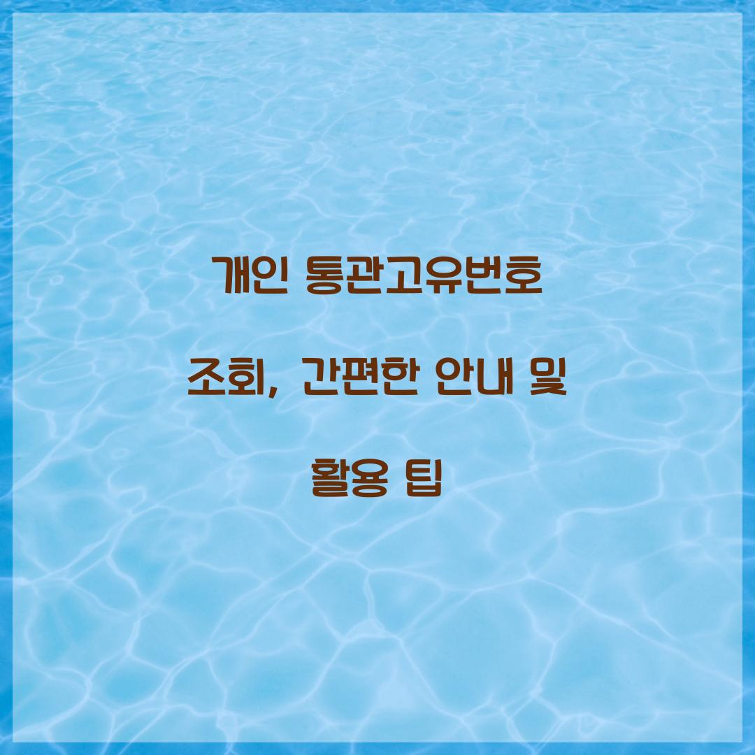 개인 통관고유번호 조회