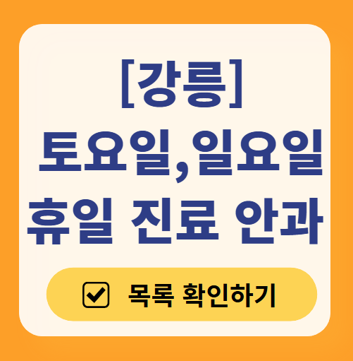 강릉 일요일 주말 문 여는 안과 목록 ❘ 토요일, 공휴일 진료 영업 병원 찾기