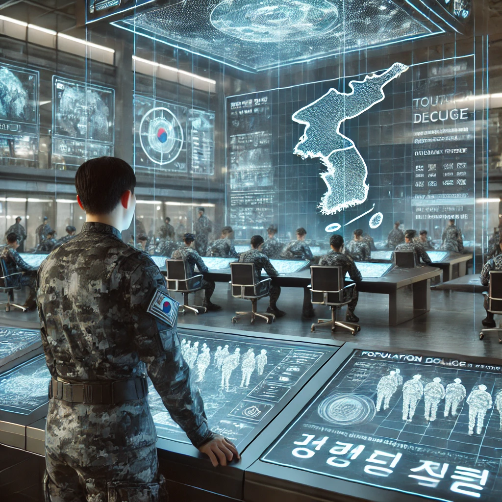 디지털 전환과 병력 구조 개편을 보여주는 미래형 군사 지휘센터