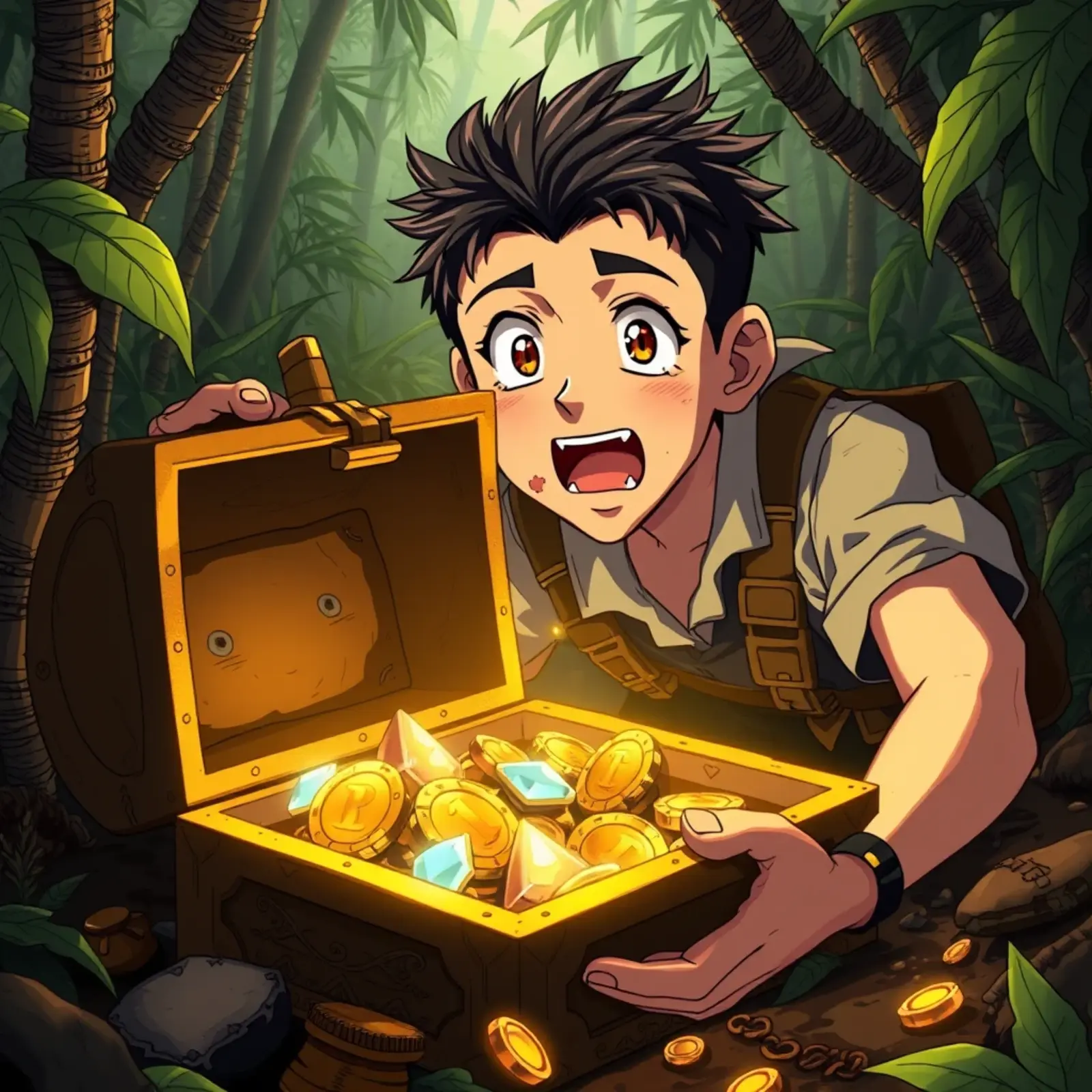 보물 상자를 발견한 소년