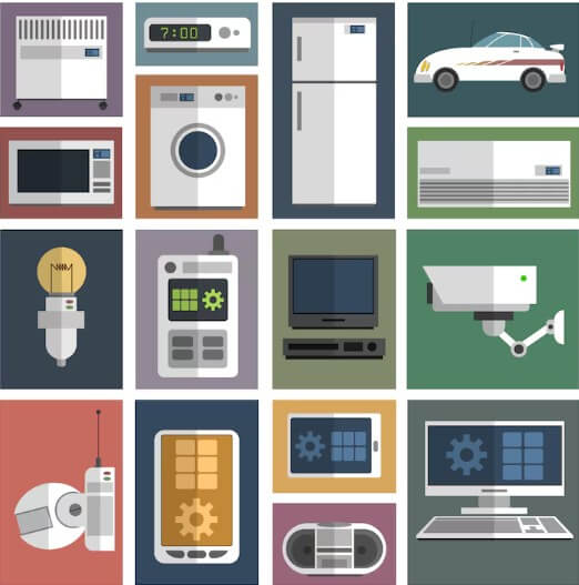 여러 종류의 가전 제품들