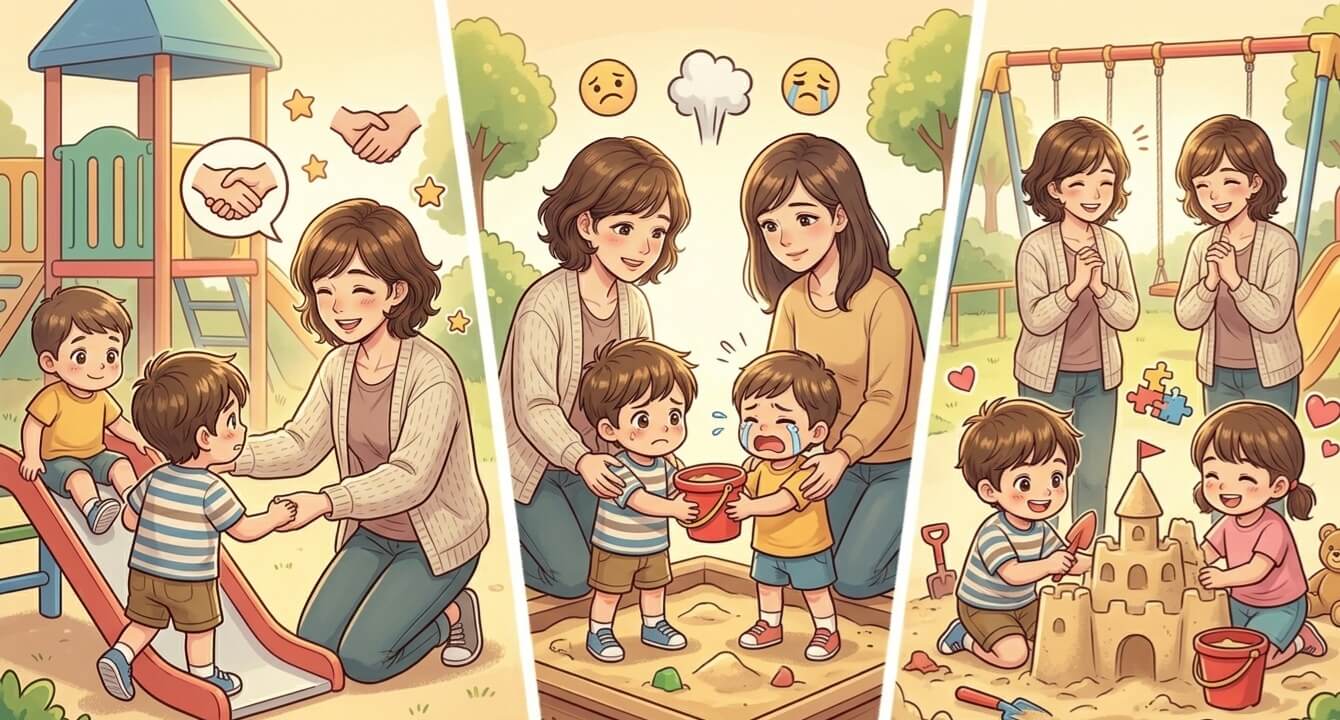 사회성을 기르는 세 돌 아기 놀이터 친구 사귀기 및 갈등 중재 가이드