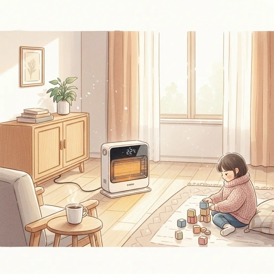 난방기구 주변에서 안전하게 노는 아이
