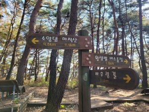 마적산 소양댐 이정표