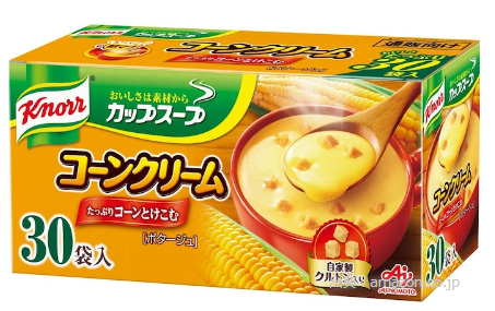 일본 콘스프 상품의 박스 콘스프 사진이 있고 콘크림 이라고 일본어로 적혀있다.