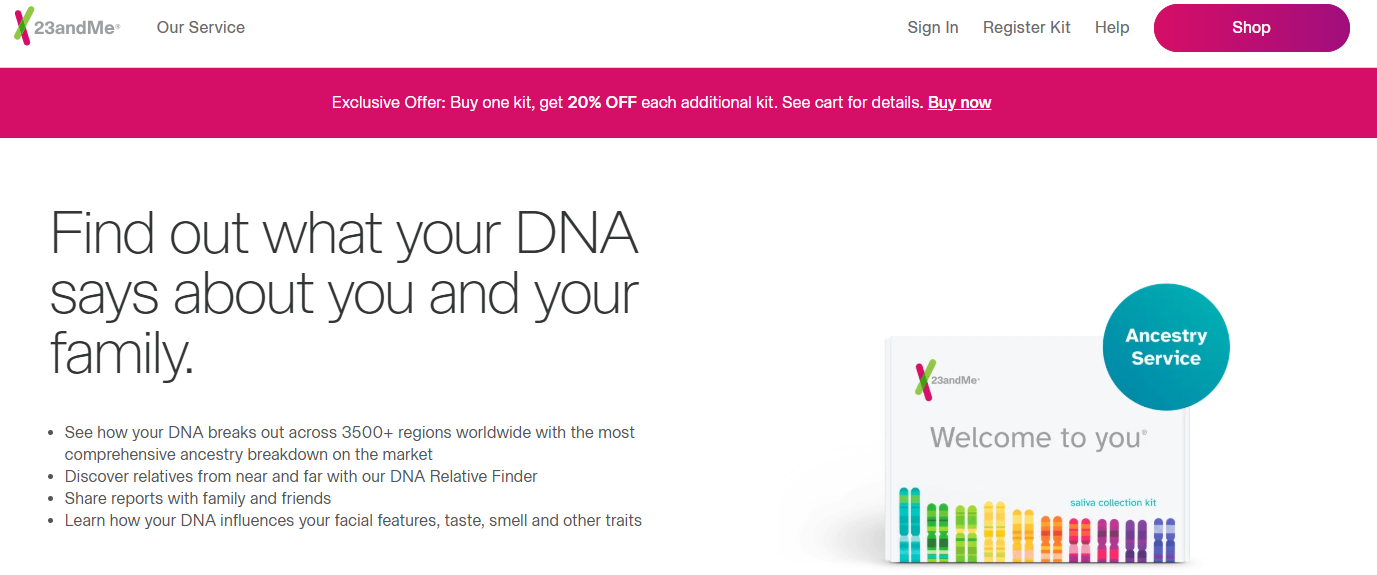 출처 : 23andme 웹사이트