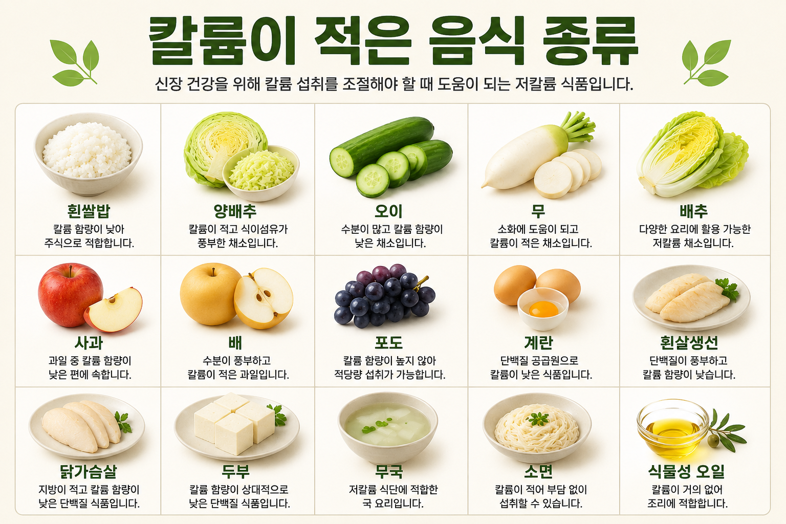 칼륨이 적은 음식