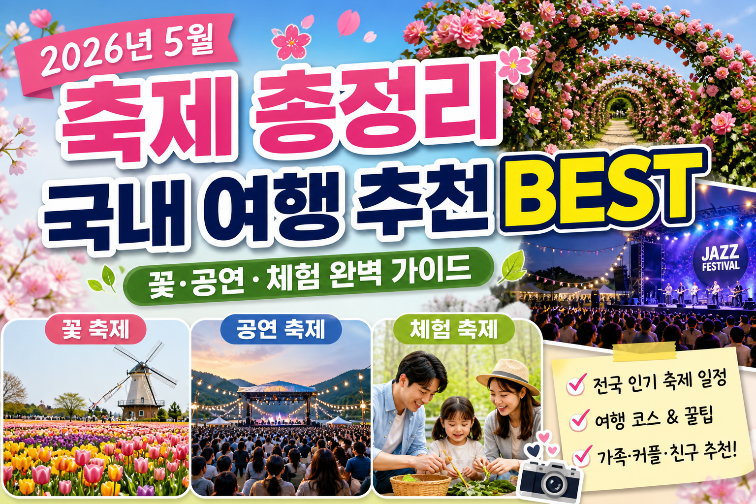 2026년 5월 축제 총정리｜국내 여행 추천 BEST (꽃&middot;공연&middot;체험 완벽 가이드)
