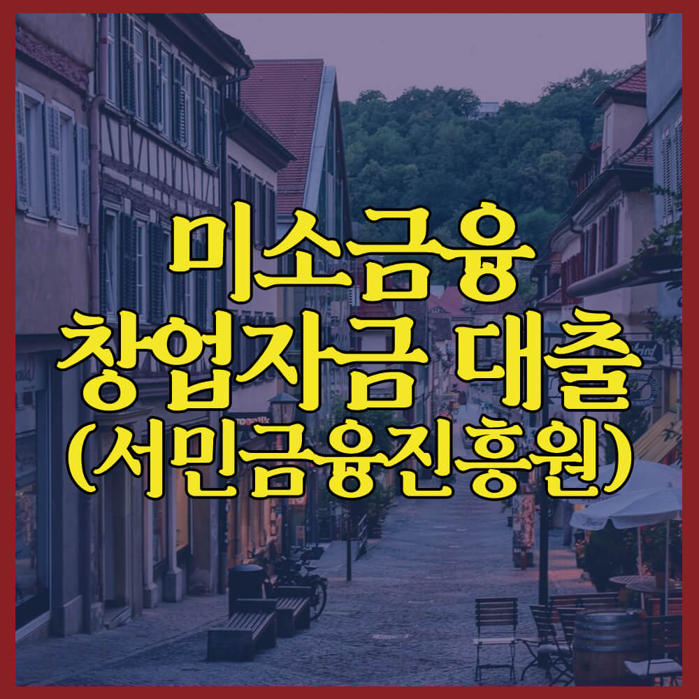 미소금융 창업자금 대출&#44; 서민금융진흥원&#44; 대출