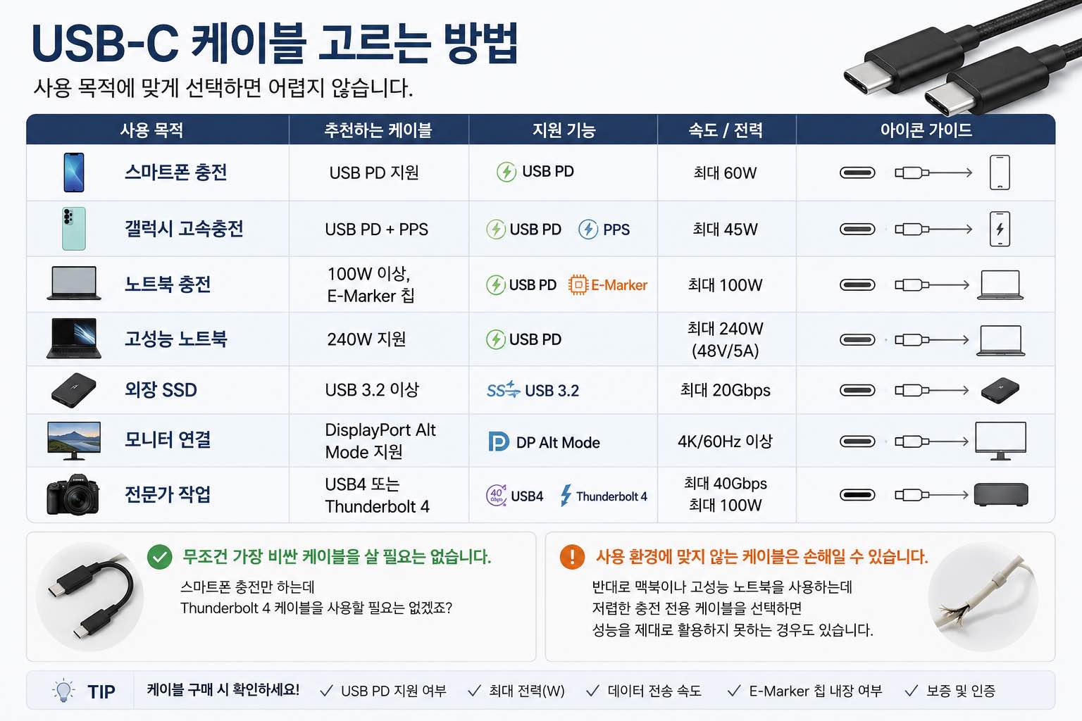 USB-C 케이블 고르는 방법