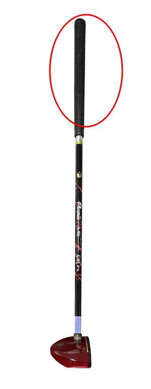 파크골프채그립부분 빨간동그라미로 설명