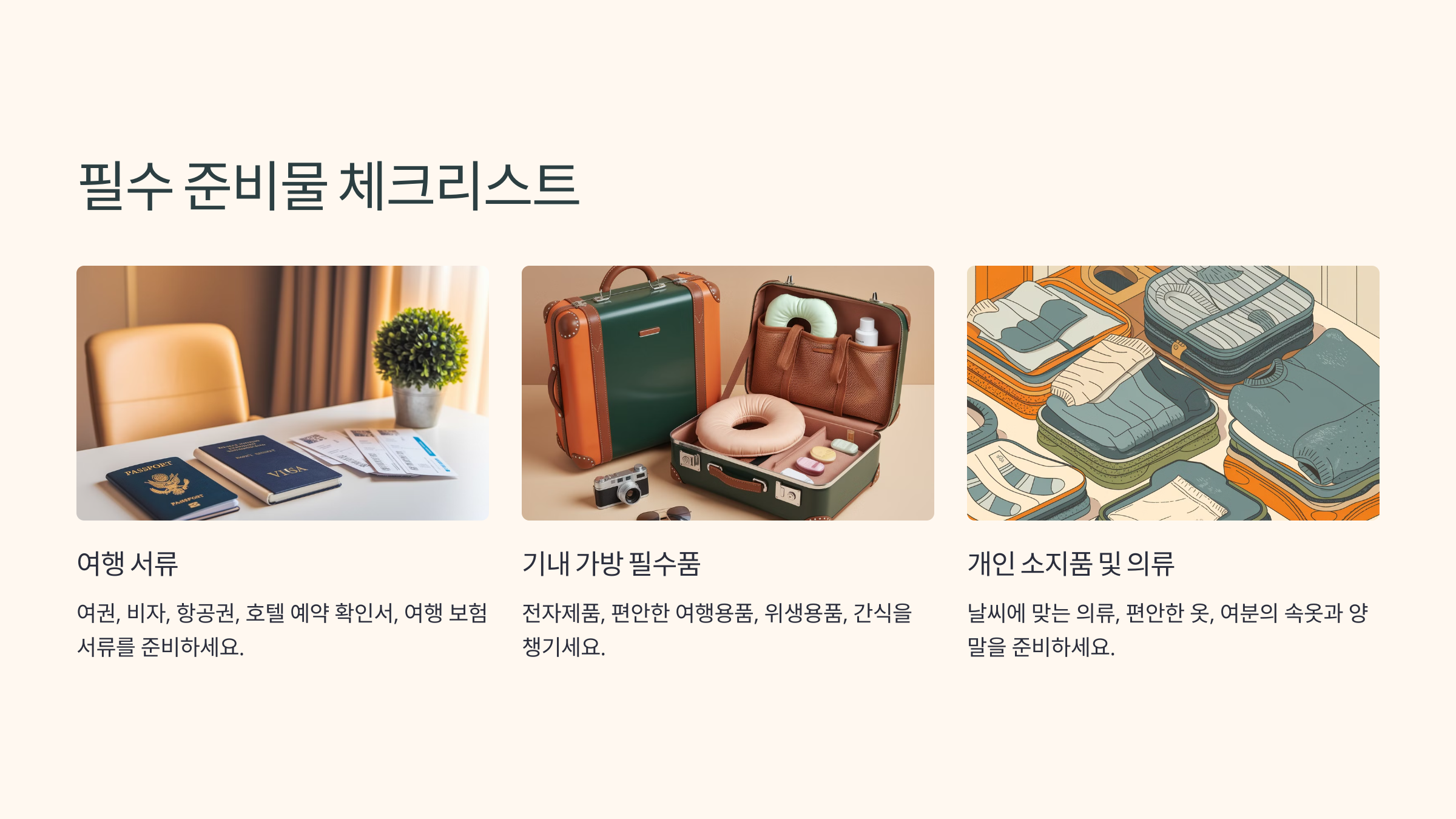 비행기 여행 필수 준비물 체크리스트