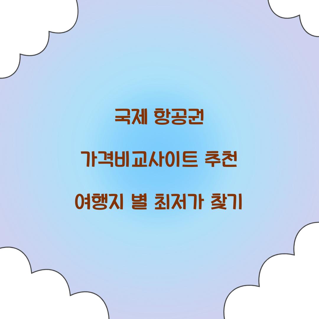 국제 항공권 가격비교사이트
