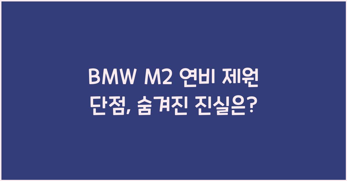 BMW M2 연비 제원 단점