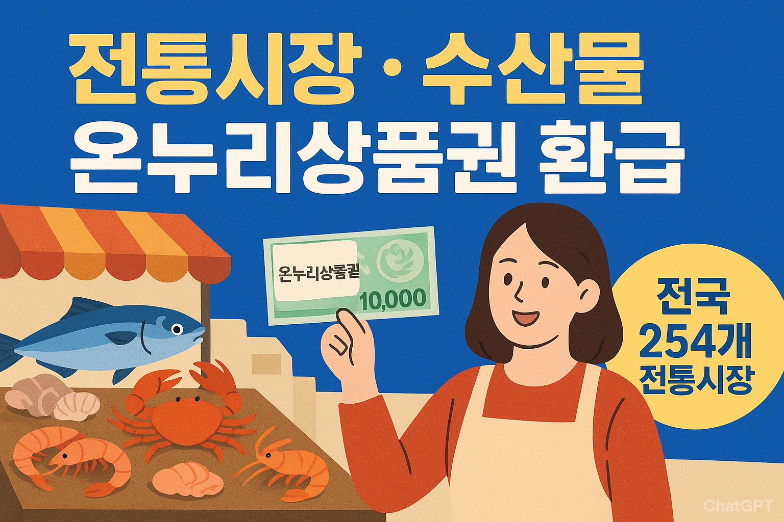 전통시장에서 국산 수산물 쇼핑하고 온누리상품권 받자