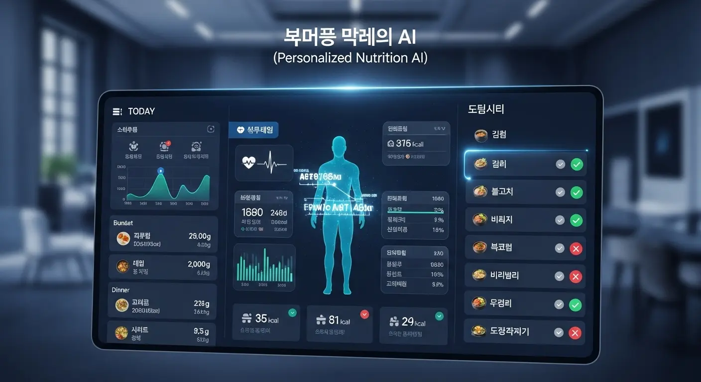 <img src="personalized_nutrition_ai_connects_biodata_and_ingredients.webp" alt="생체 데이터와 식재료를 연결해 맞춤형 식단을 설계하는 미래형 영양 AI를 표현한 이미지 입니다">