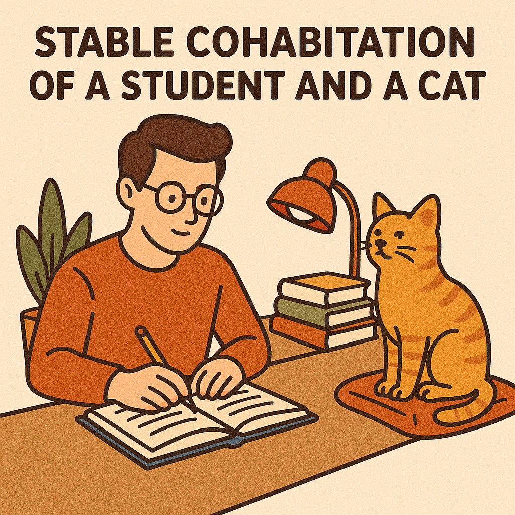 수험생과 고양이의 안정적인 동거 관련 이미지