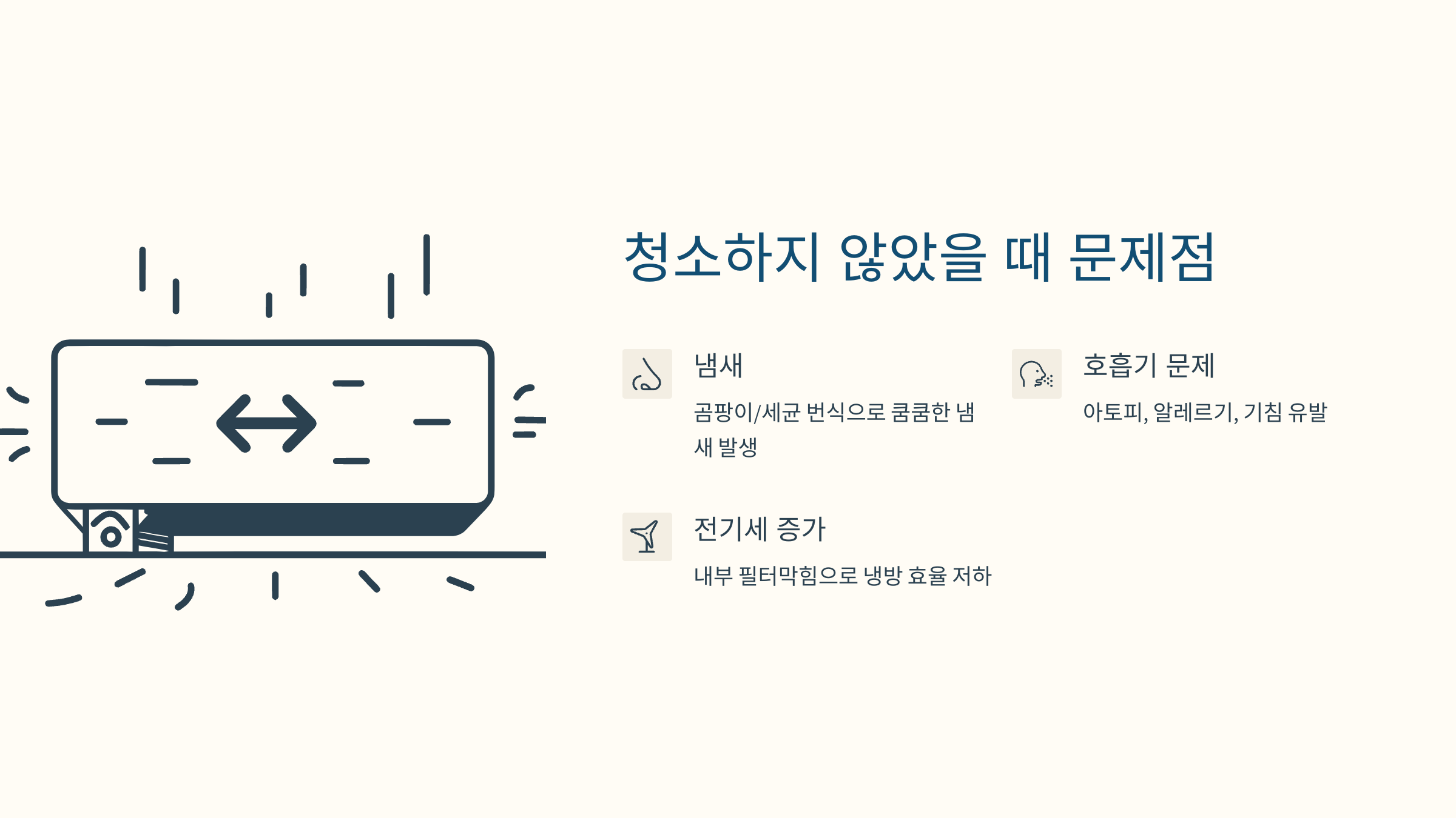 먼지 쌓인 에어컨 필터 클로즈업