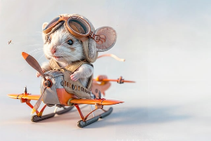 비행기를 타고 쥐 사진