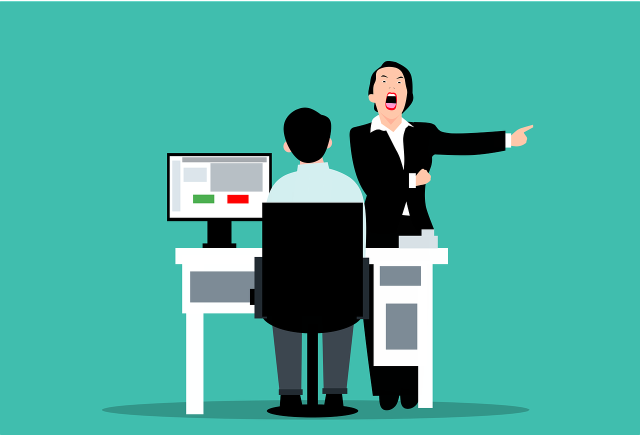 사무실, 사장, 화난 이미지.