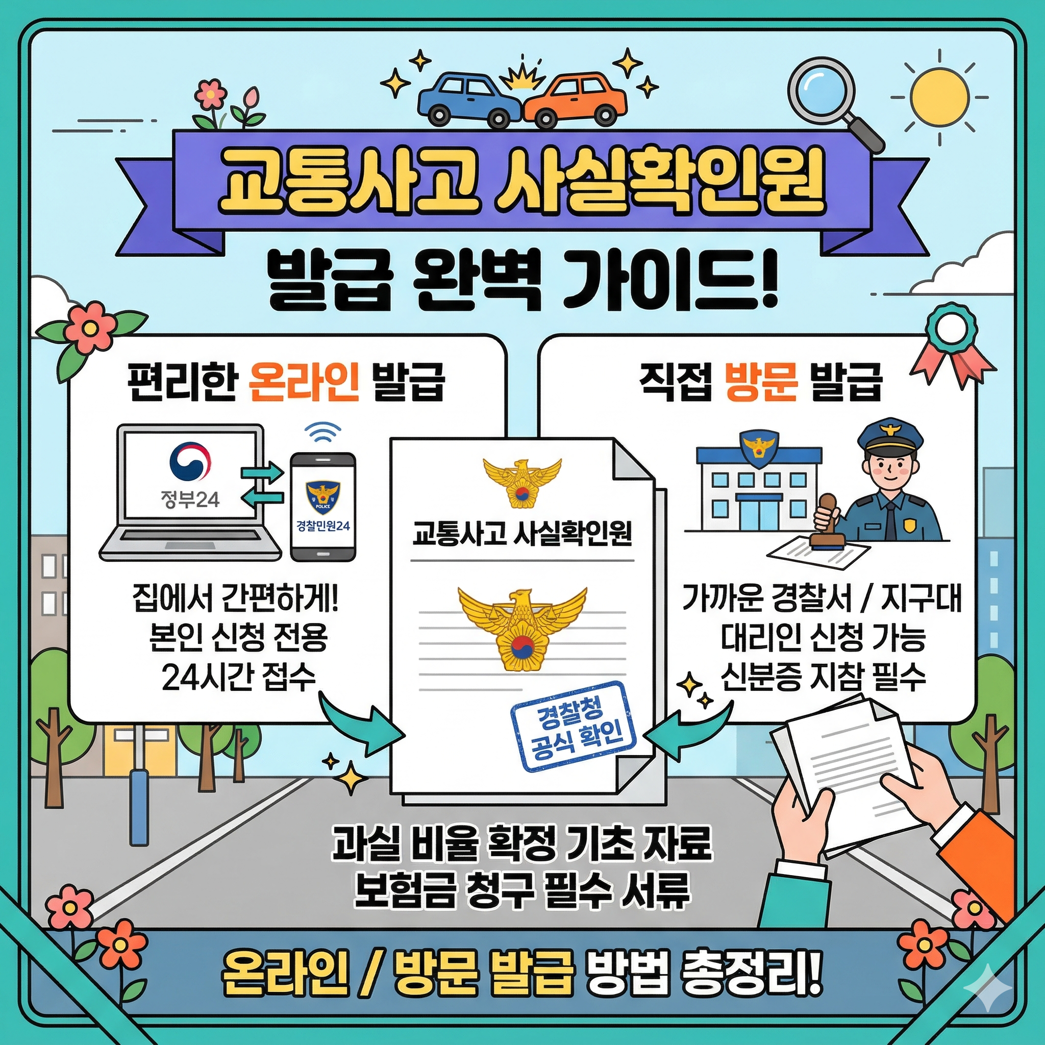 교통사고 후 필수 서류! 교통사고 사실확인원 발급 방법 완벽 정리 (온라인/방문)
