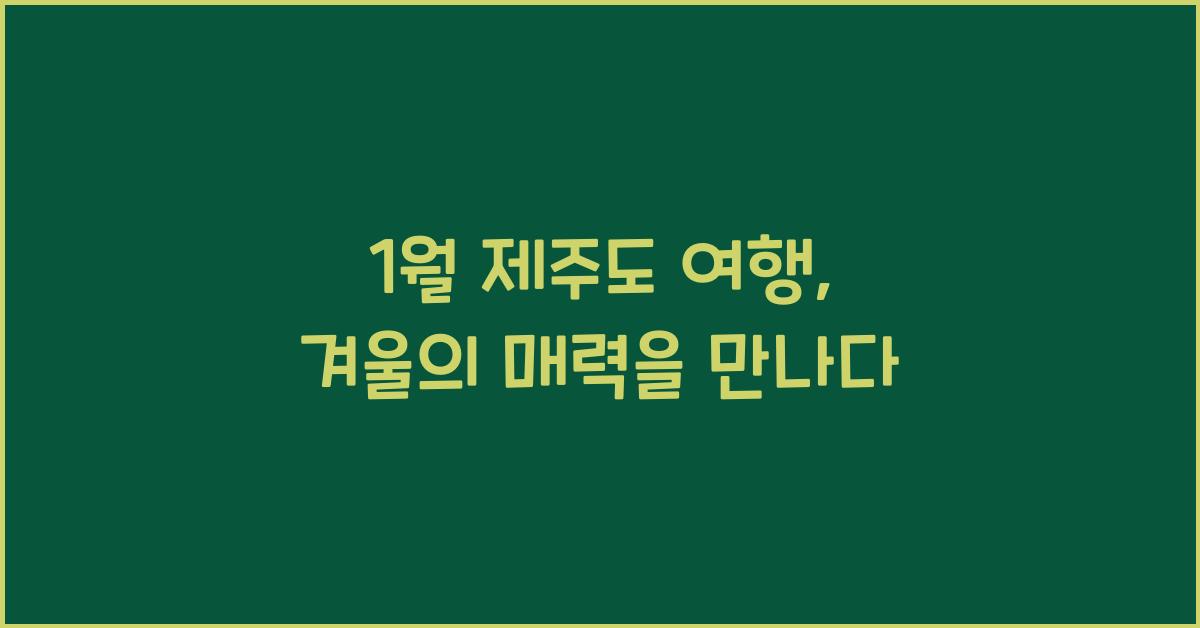 1월 제주도 여행