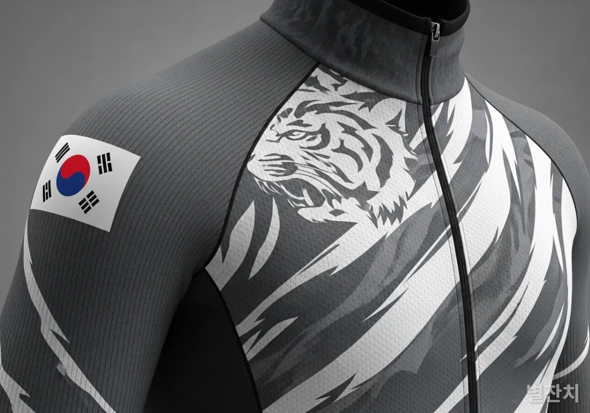 2026년형 대한민국 쇼트트랙 대표팀 백호 테마 경기복 디테일