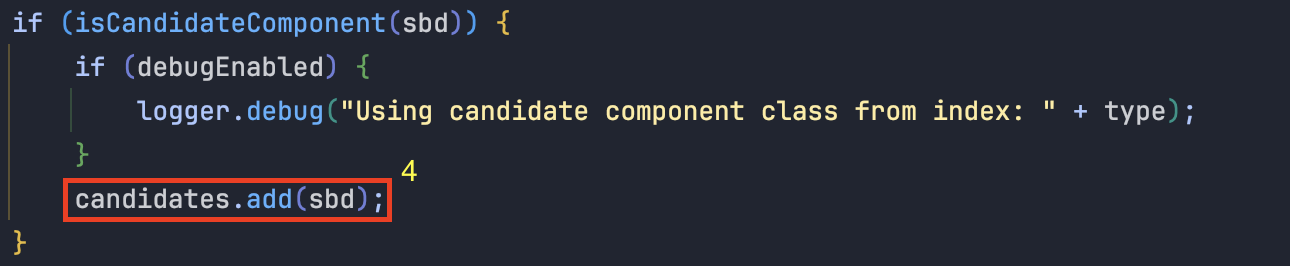 candidates 에 BeanDefinition 넣기