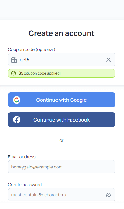 허니게인 로그인 화면