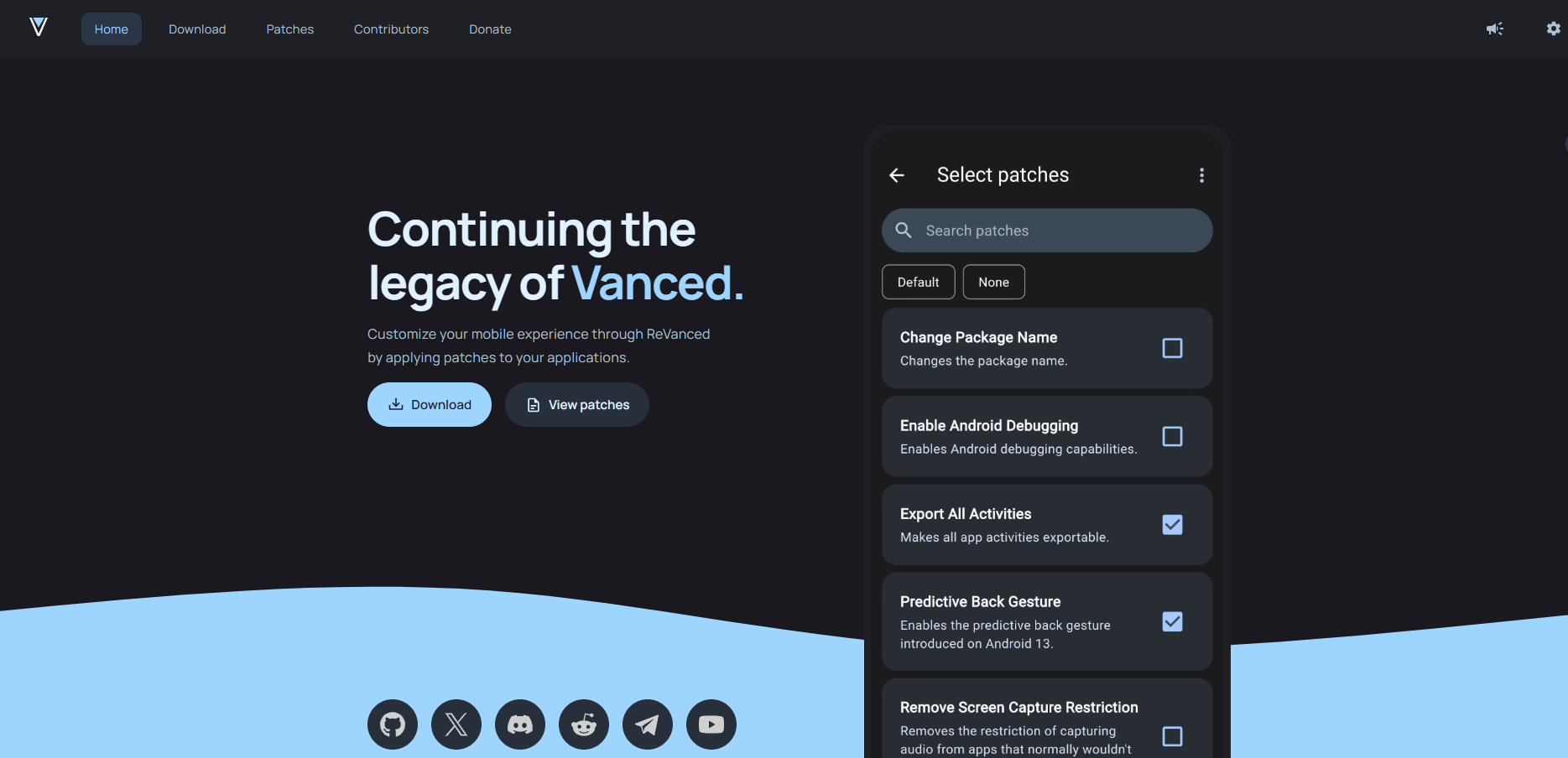 ReVanced 공식 웹사이트: https://revanced.app/