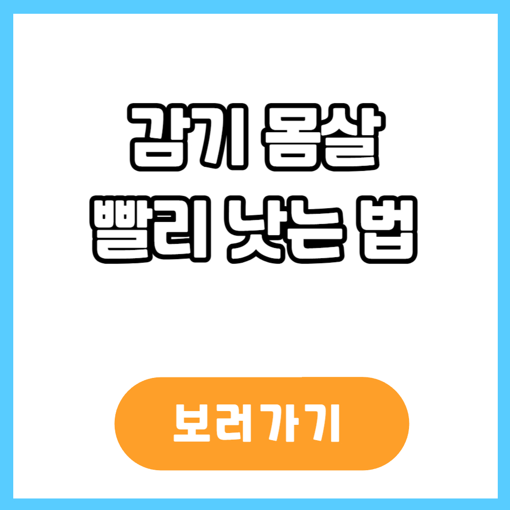 감기 몸살 빨리 낫는법