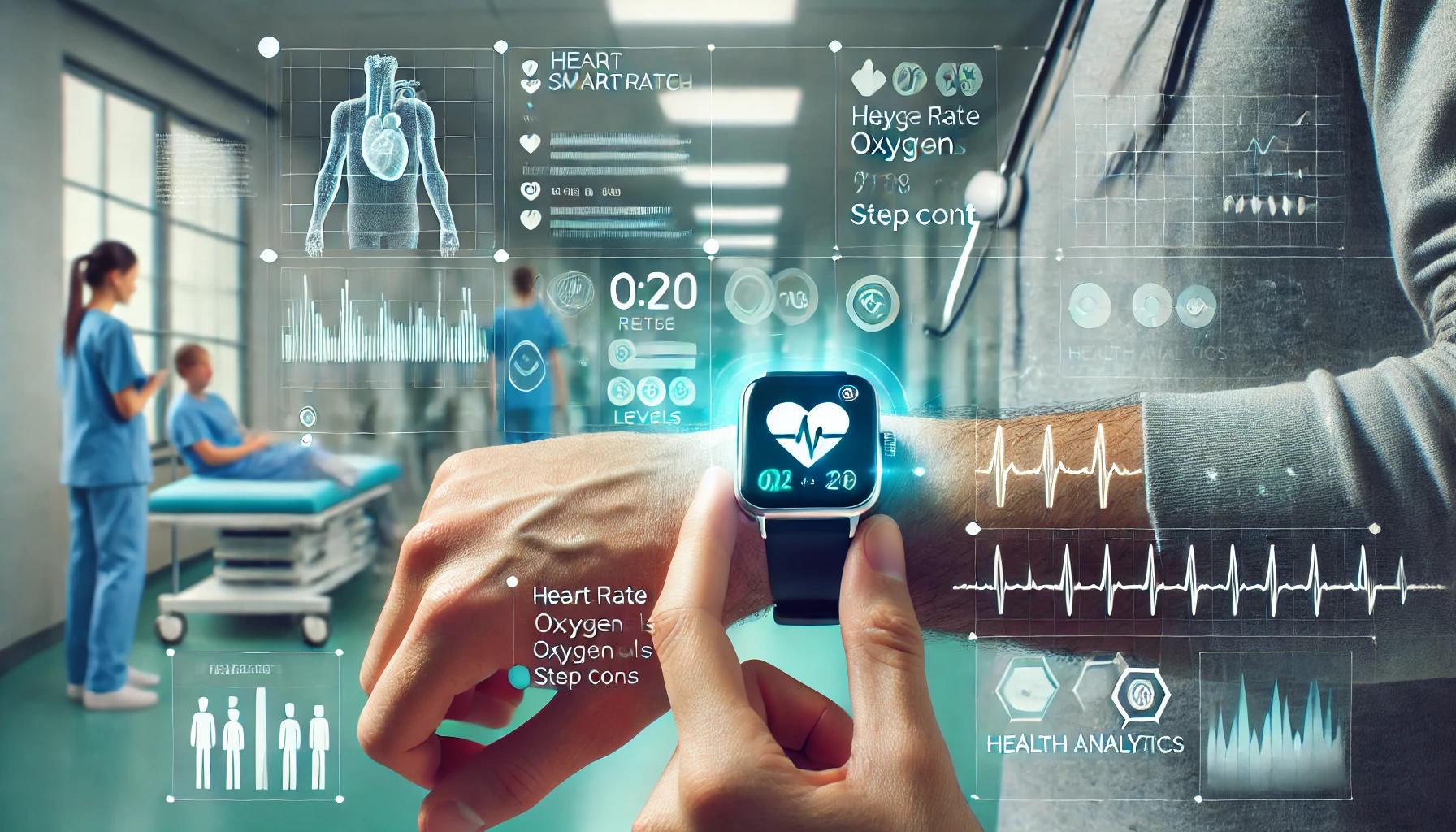 스마트워치를 이용해 건강 데이터를 모니터링하는 환자