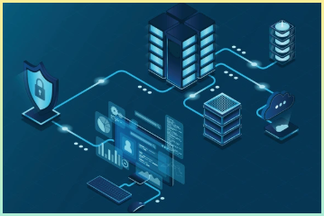 VPN을 보호막으로 보호합니다. 가상 사설망 보안 기술 개념입니다. 사이버 보안. 벡터 일러스트