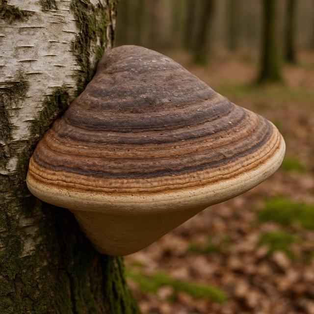 자작나무에서 자라난 말굽버섯(출처: 자체제작)