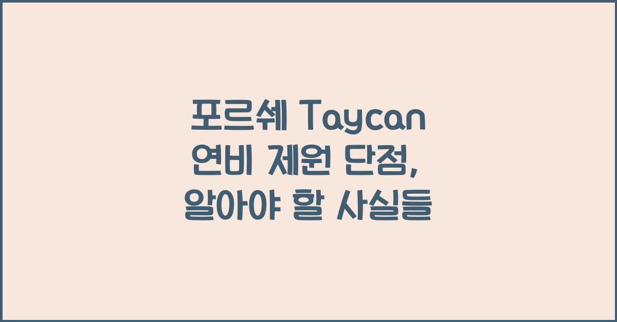 포르쉐 Taycan 연비 제원 단점