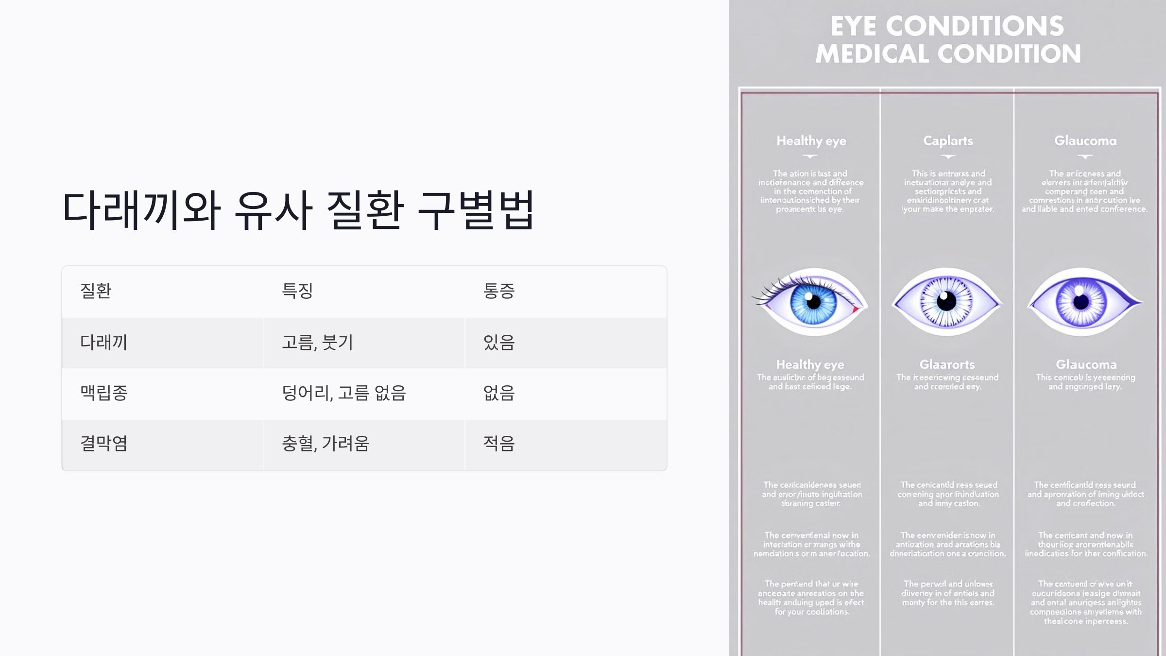 다래끼와 유사한 다른 눈 질환 구별법