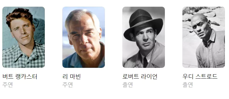 네 명의 출연 배우들 얼굴 사진
