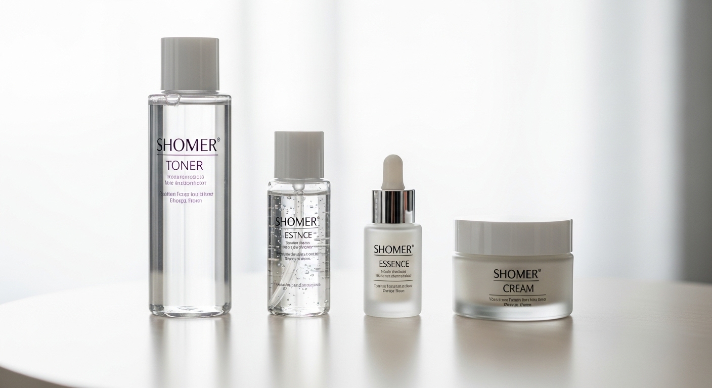 스킨케어-단계-연출-컷-토너-에센스-크림이-순서대로-정렬된-테이블-위-장면