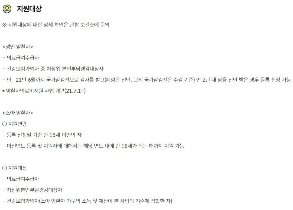 암환자 의료비 지원 