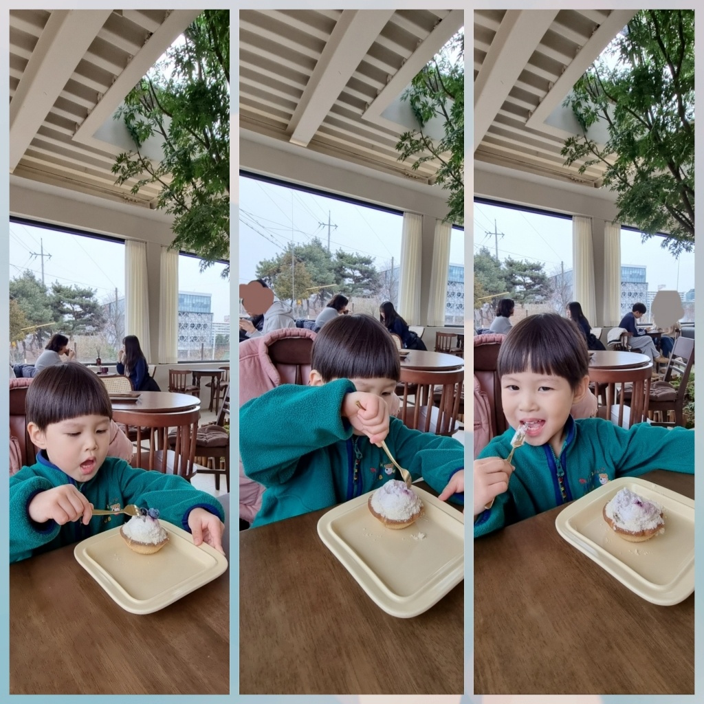 화정카페-청온담디저트-맛있게먹는모습