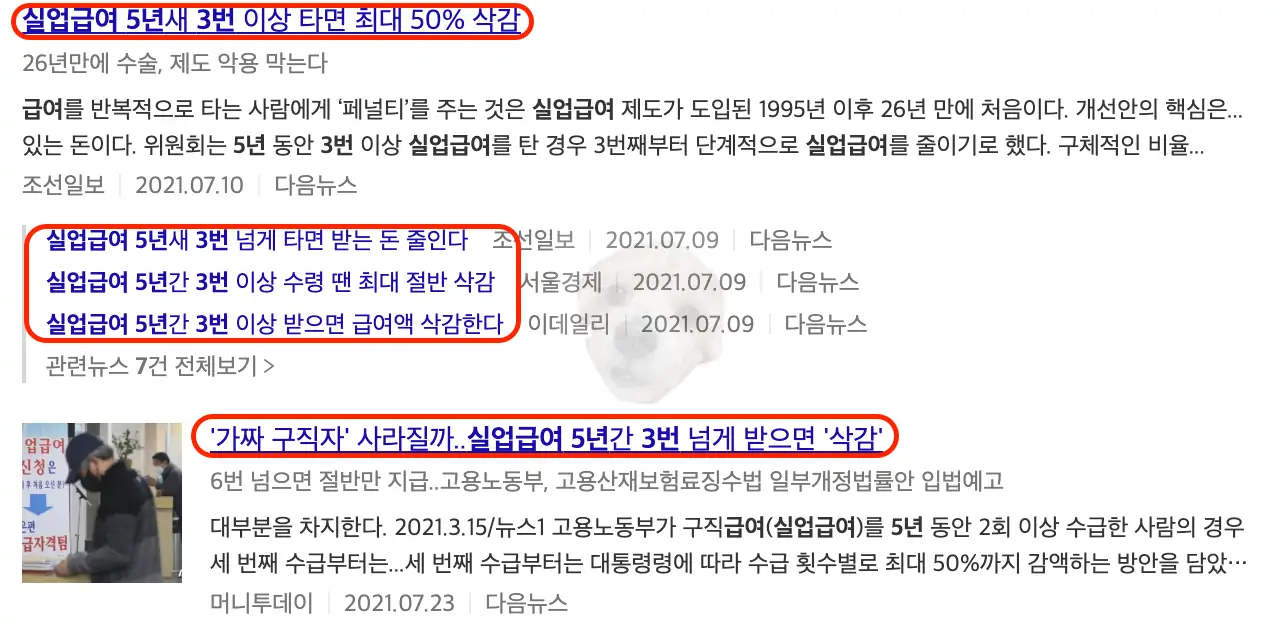 실업급여 5년 3회 이상 수령 시 삭감