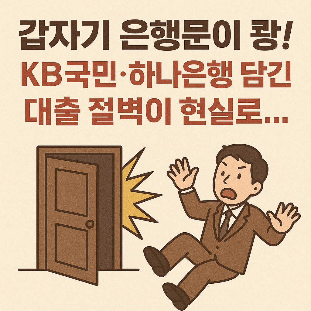 갑자기 은행문이 쾅! KB국민·하나은행 '주담대 중단' 대출 절벽이 현실로...