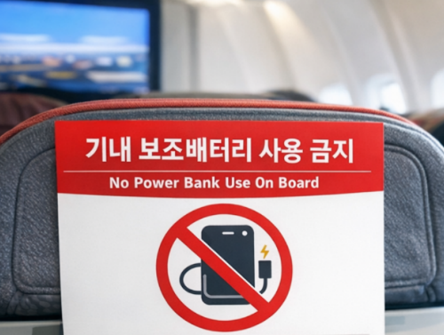 기내 보조배터리 사용 금지와 관련한 사진