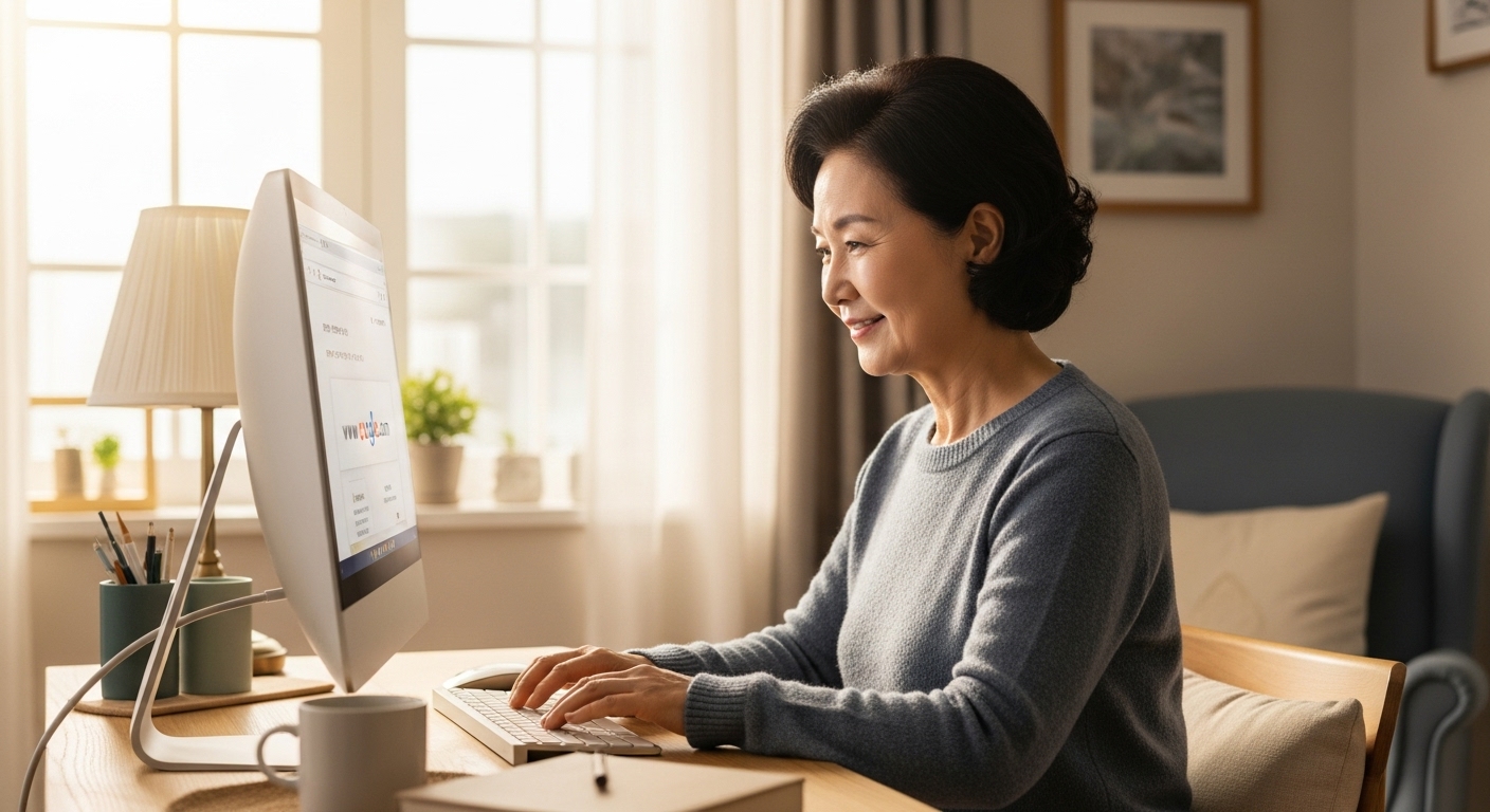 구글 홈페이지에 접속하는 장면